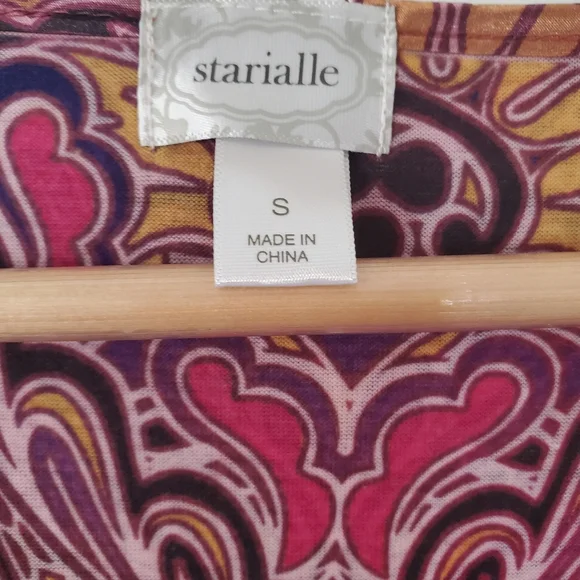 STARIALLE Sz S 3/4 Bell Sleeve Tunic Top Pink Purple V Neck Fairy Boho Hippie - Picture 3 of 14